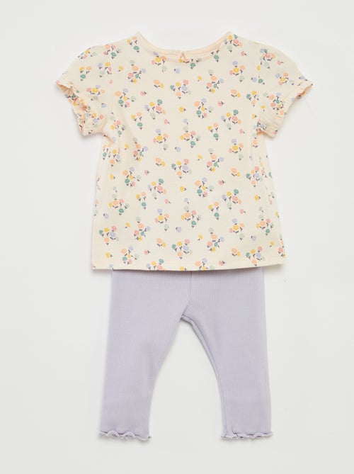 Setje met T-shirt + legging met ribbeltextuur - 2-delig - Kiabi