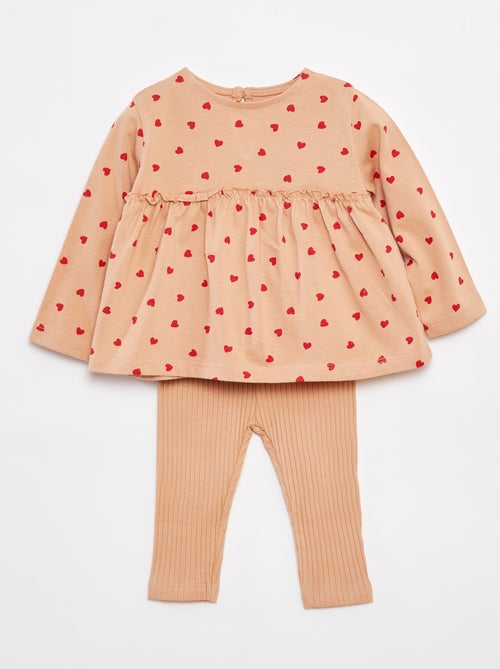 Setje met T-shirt + legging met ribbeltextuur - 2-delig - Kiabi