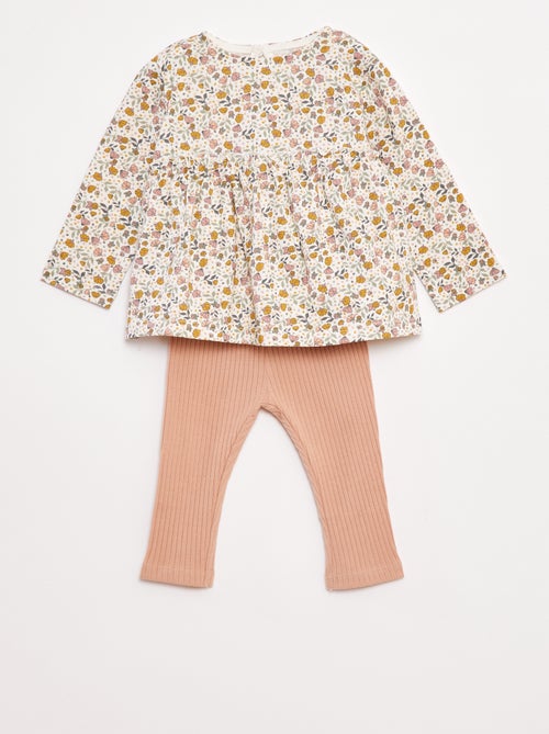 Setje met T-shirt + legging met ribbeltextuur - 2-delig - Kiabi