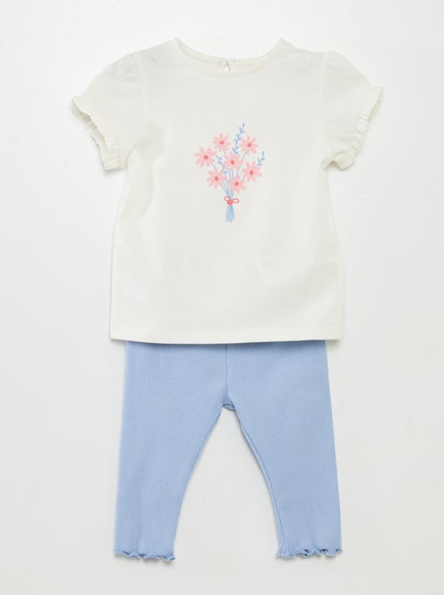 Setje met T-shirt + legging met ribbeltextuur - 2-delig - Kiabi