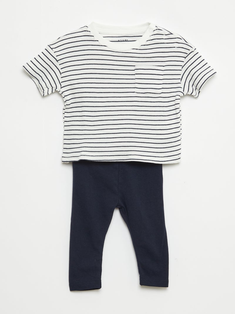Setje met T-shirt met korte mouw + legging - 2-delig Wit - Kiabi