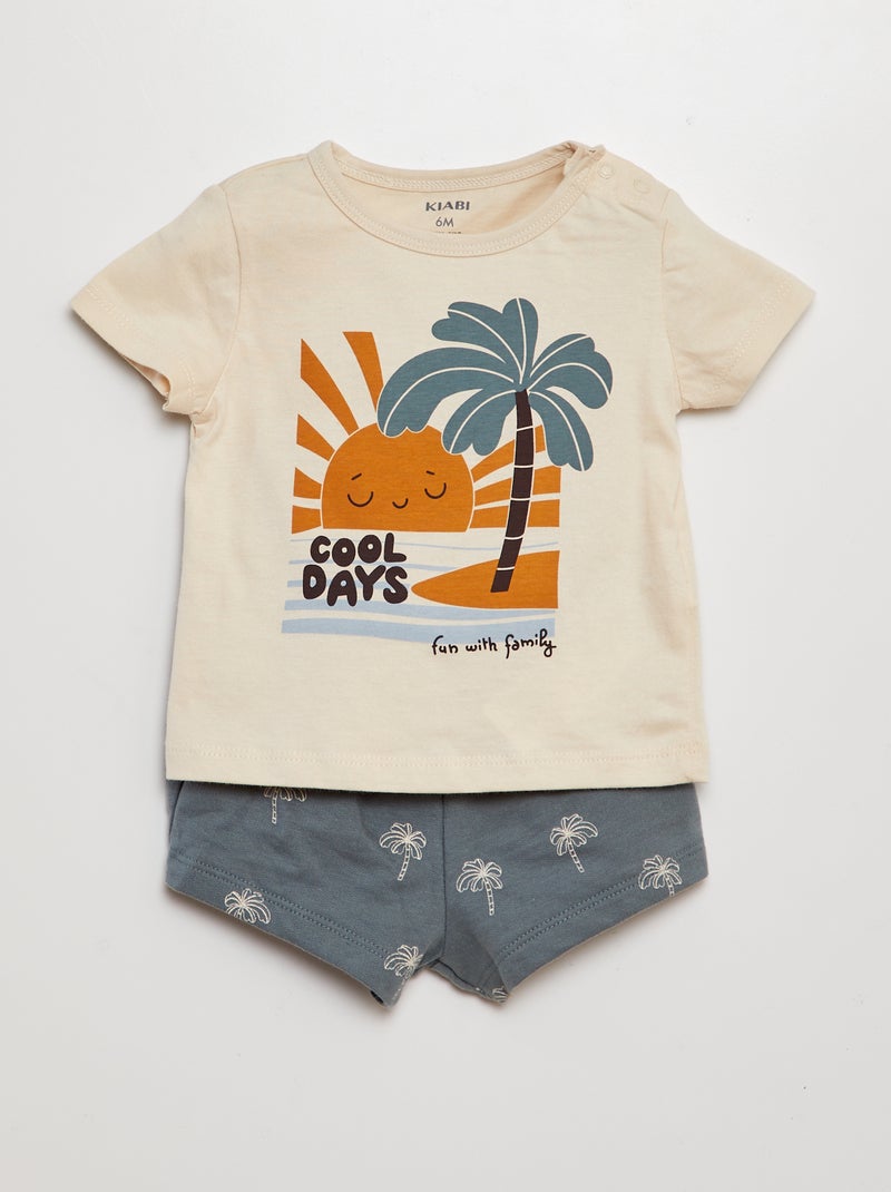 Setje met T-shirt + short - 2-delig BIEGE - Kiabi