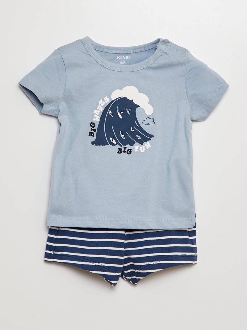 Setje met T-shirt + short - 2-delig BLAUW - Kiabi