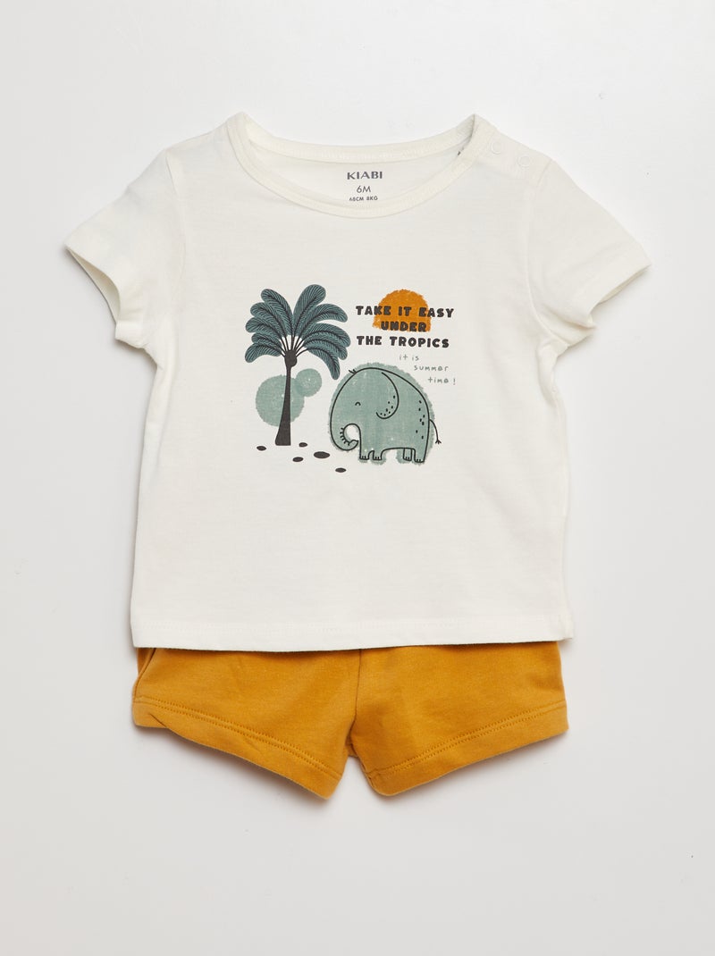 Setje met T-shirt + short - 2-delig WIT - Kiabi