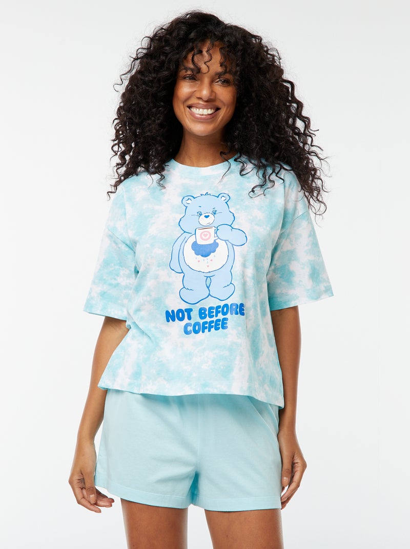Setje met T-shirt + short met troetelbeertjesprint - 2-delig BLAUW - Kiabi