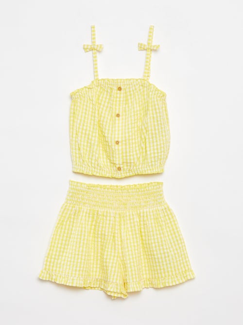 Setje met top + gestreepte rok van crêpeachtige stof - 2-delig - Kiabi