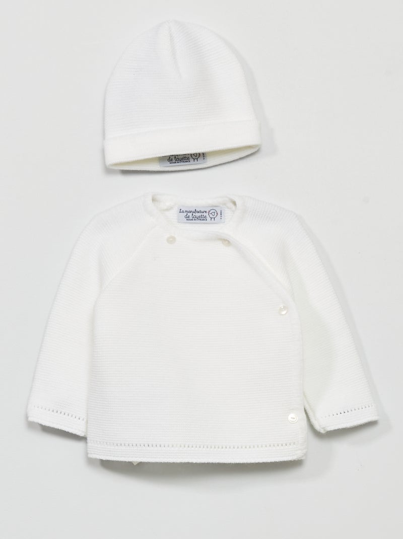 Setje met truitje + mutsje - Manufacture de Layette - Made in France wit - Kiabi