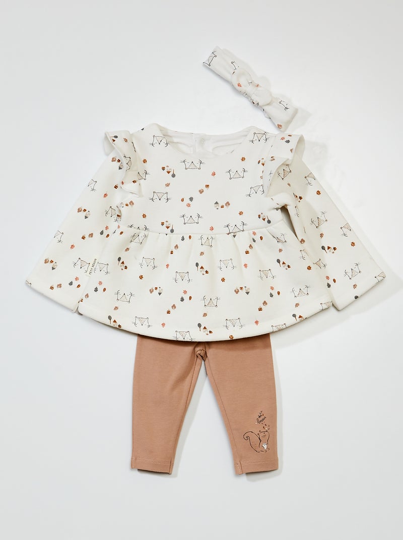 Setje met tuniek + legging 'Petit Beguin' ecru / beige - Kiabi