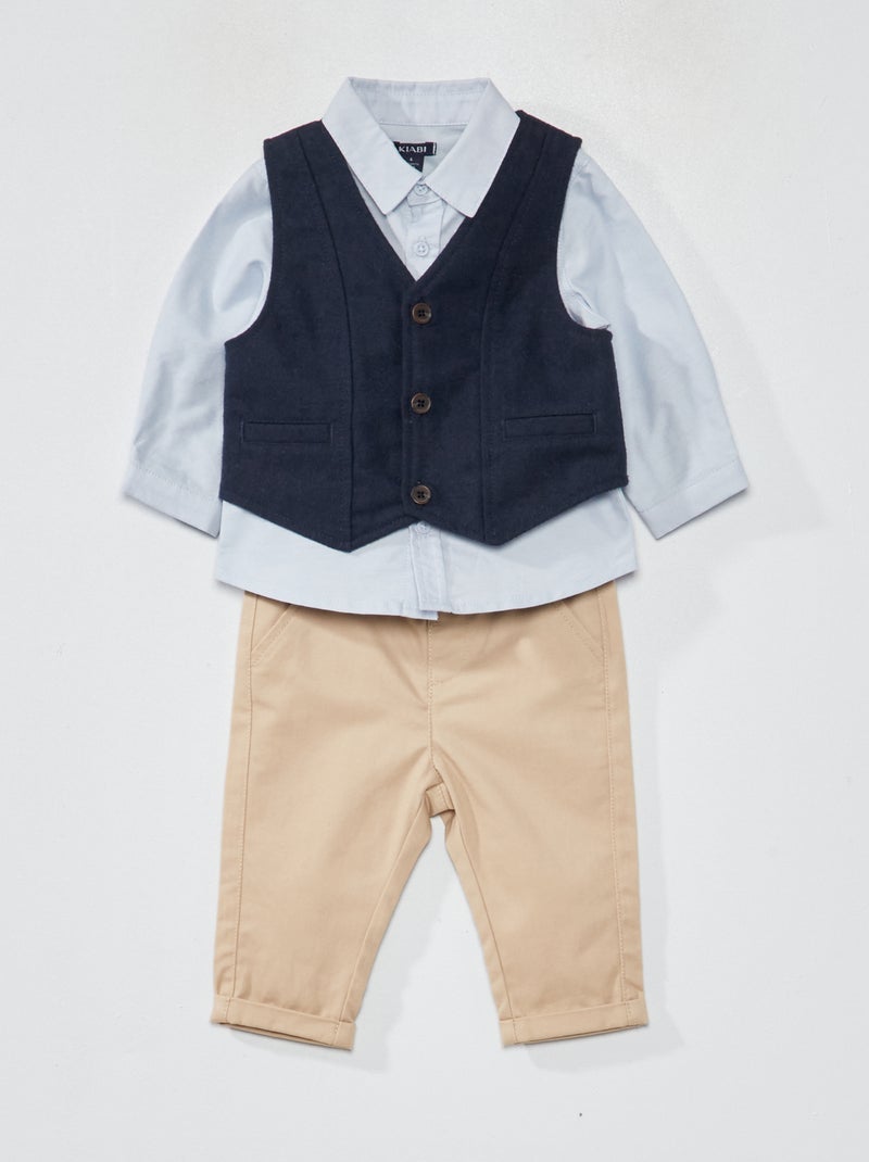 Setje: Overhemdje + blazer + broekje - 3-delig blauw grijs - Kiabi