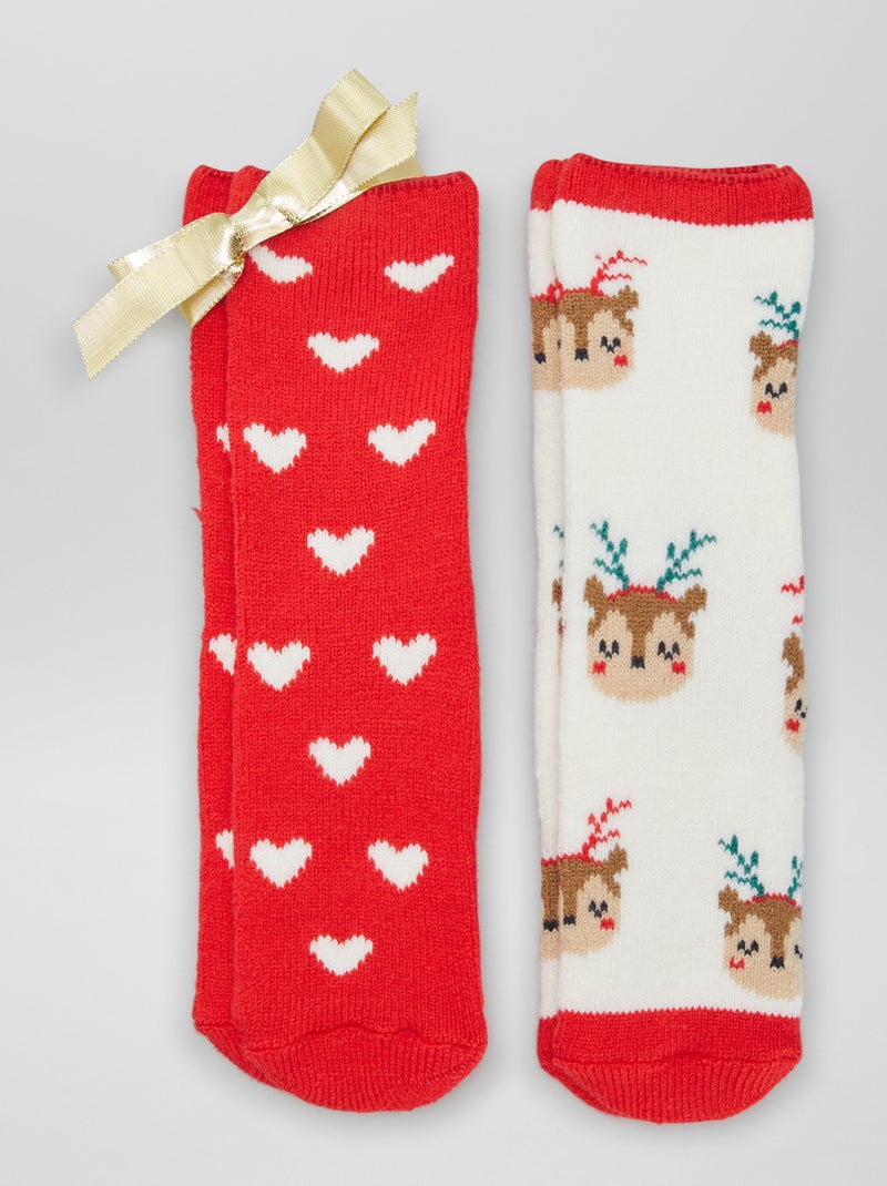 Setje paar huissokken met kerstmotief ROOD - Kiabi