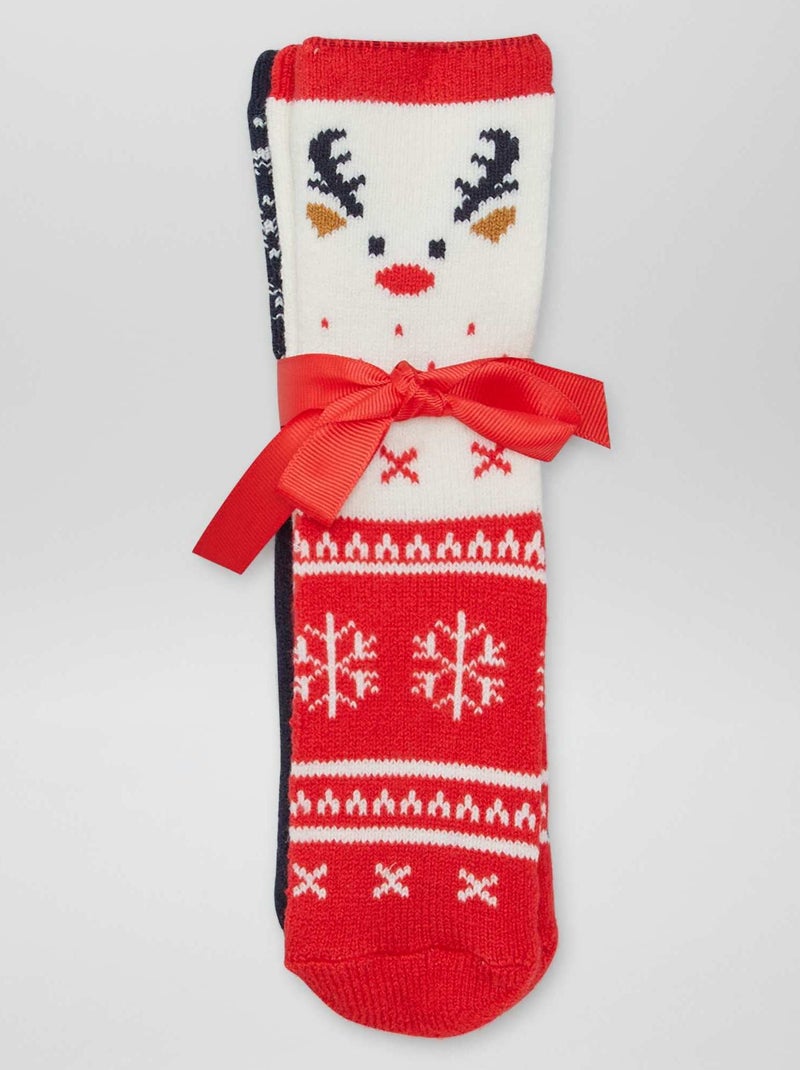Setje paar huissokken met kerstmotief ROOD - Kiabi