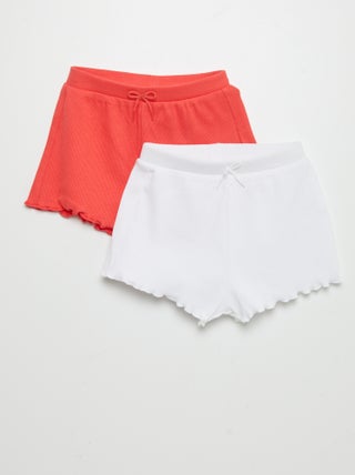Setje shorts met ribbeltextuur - 2-delig