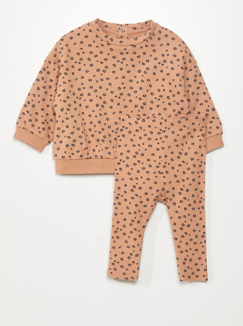Setje: sweater + broek - 2-delig BRUIN - Kiabi