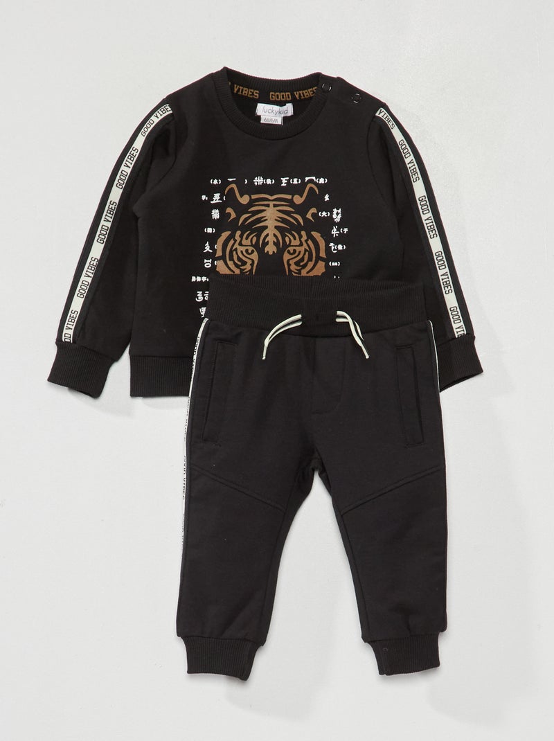 Setje: sweater + broek - 2-delig ZWART - Kiabi