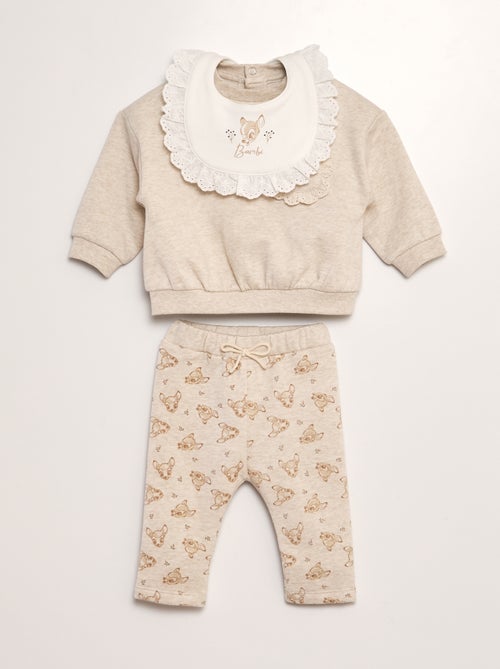 Setje: sweater + broek + slabbetje 'Bambi' - 3-delig - Kiabi