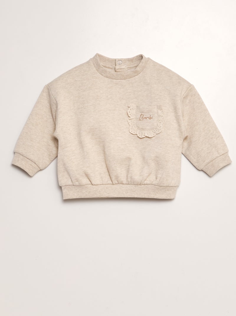 Setje: sweater + broek + slabbetje 'Bambi' - 3-delig BIEGE - Kiabi