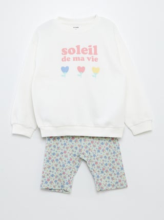 Setje: sweater + fietsbroekje met print