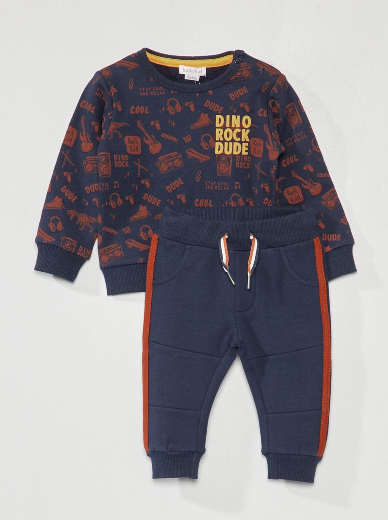Setje: sweater met lange mouw + broekje - 2-delig BLAUW - Kiabi