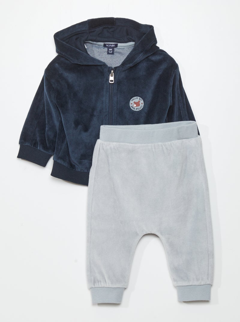 Setje: sweater met rits + broekje - 2-delig BLAUW - Kiabi
