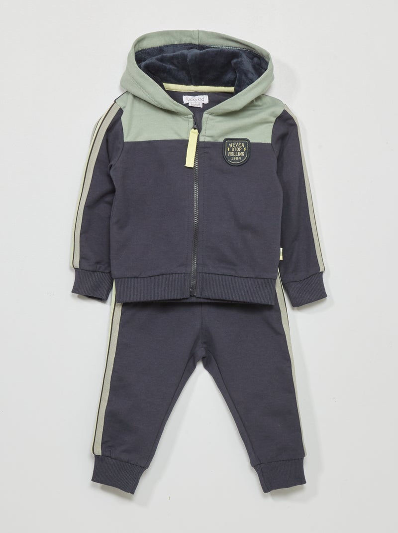 Setje: sweater met rits + joggingbroek - 2-delig BLAUW - Kiabi