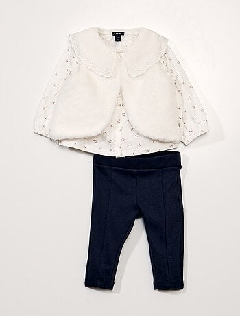 Setje: T-shirt + legging + vestje - 3-delig - Kiabi