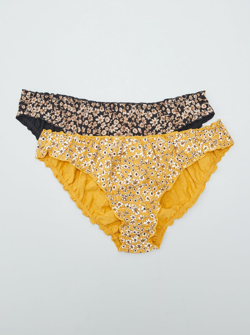 Setje van 2 bloomerslips met print GEEL - Kiabi