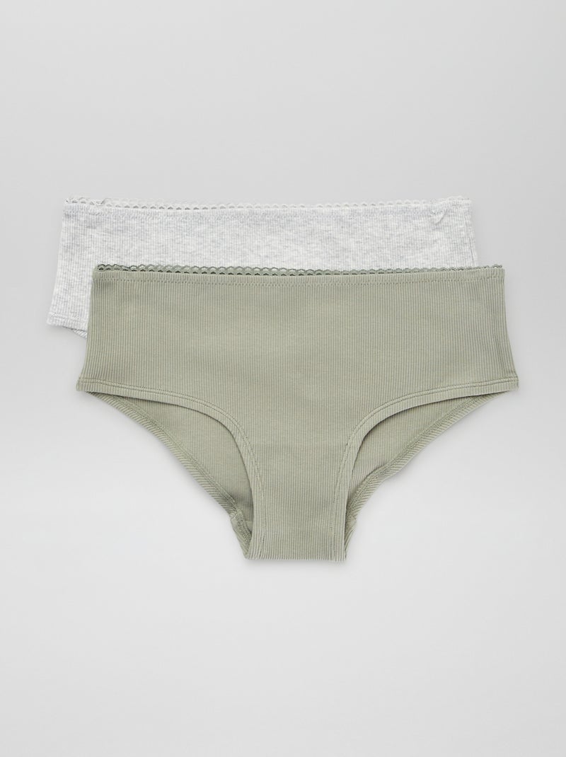 Setje van 2 hipsters van tricot grijs - Kiabi