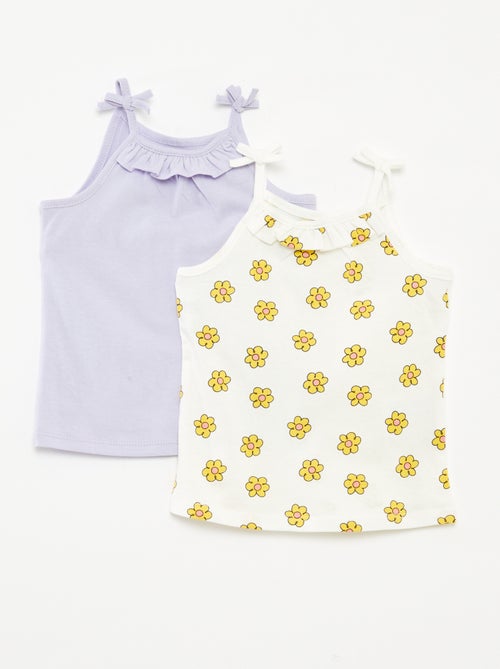 Setje van 2 mouwloze tops met smalle bandjes met strikjes - Kiabi
