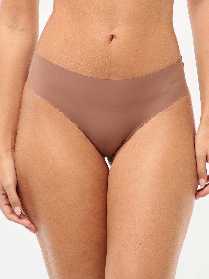 Setje van 2 onzichtbare slips in microvezel Bruin - Kiabi