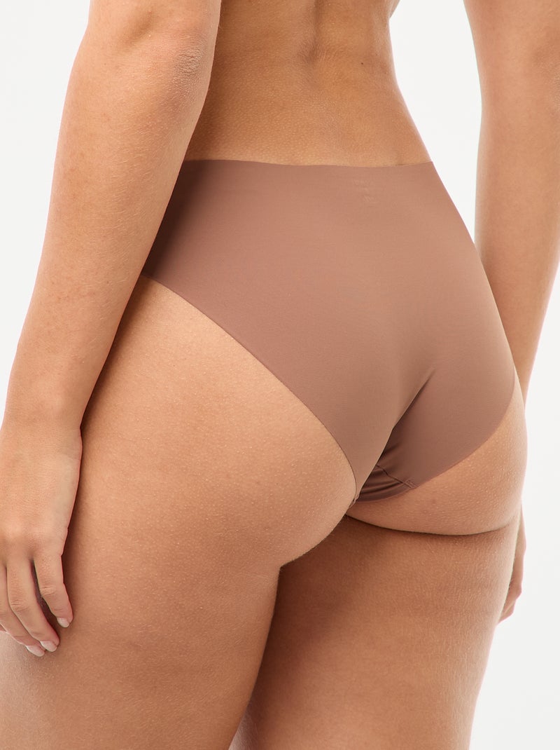 Setje van 2 onzichtbare slips in microvezel Bruin - Kiabi