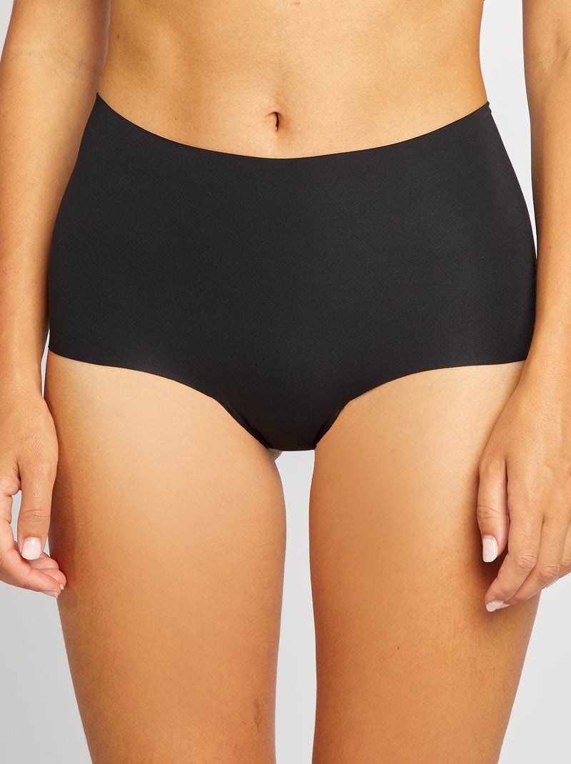 Setje van 2 onzichtbare slips met hoge taille ZWART - Kiabi