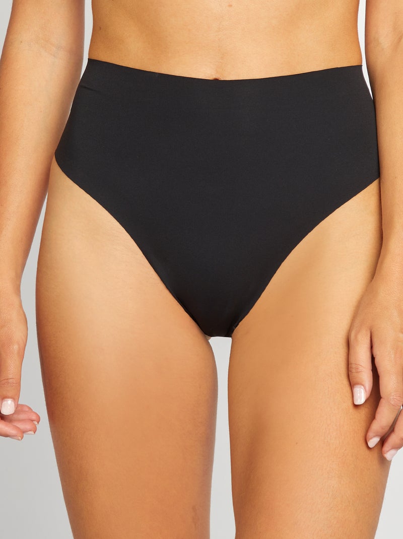 Setje van 2 onzichtbare tangaslips met hoge taille ZWART - Kiabi