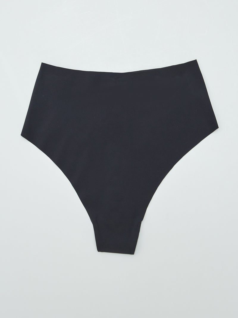 Setje van 2 onzichtbare tangaslips met hoge taille ZWART - Kiabi