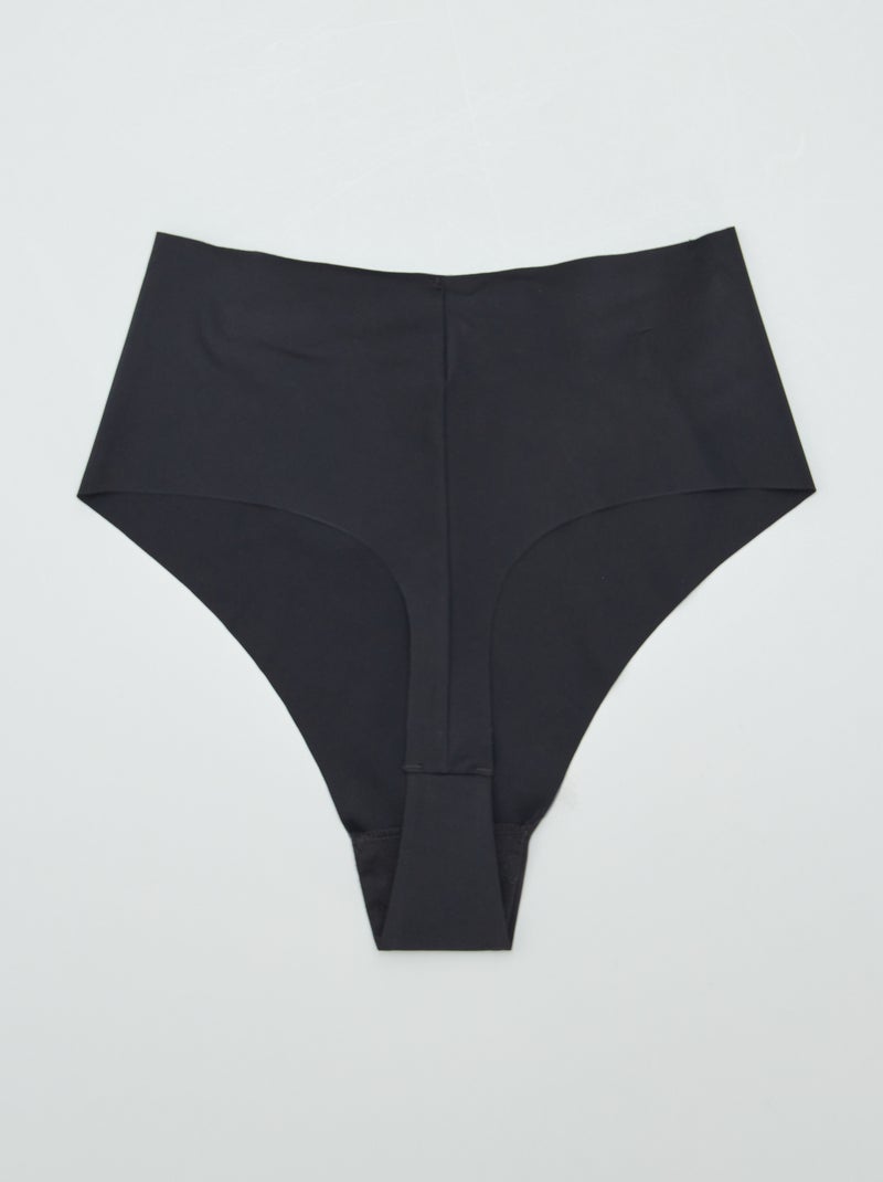 Setje van 2 onzichtbare tangaslips met hoge taille ZWART - Kiabi
