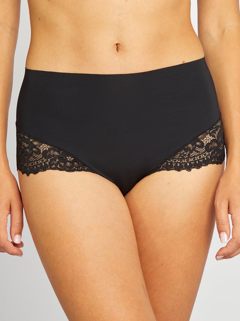 Setje van 2 slips met hoge taille ZWART - Kiabi