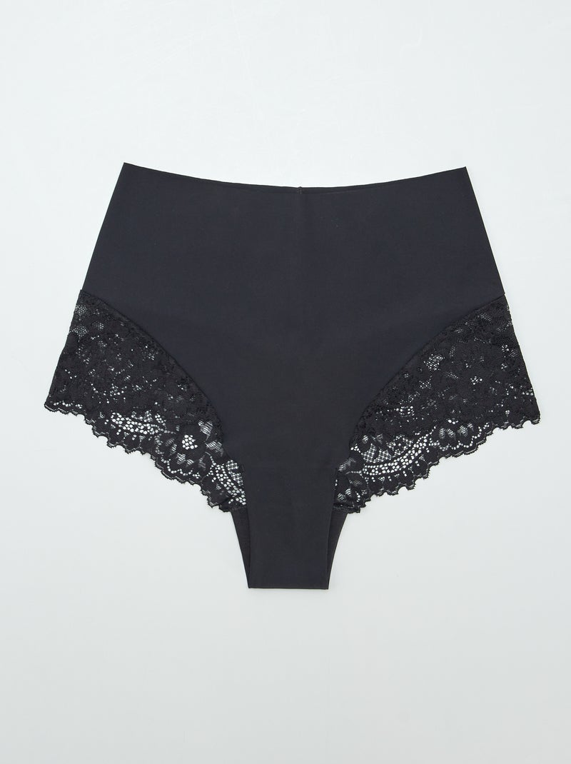 Setje van 2 slips met hoge taille ZWART - Kiabi