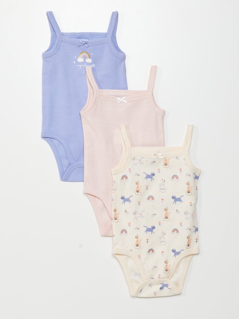 Setje van 3 body's met smalle bandjes BLAUW - Kiabi