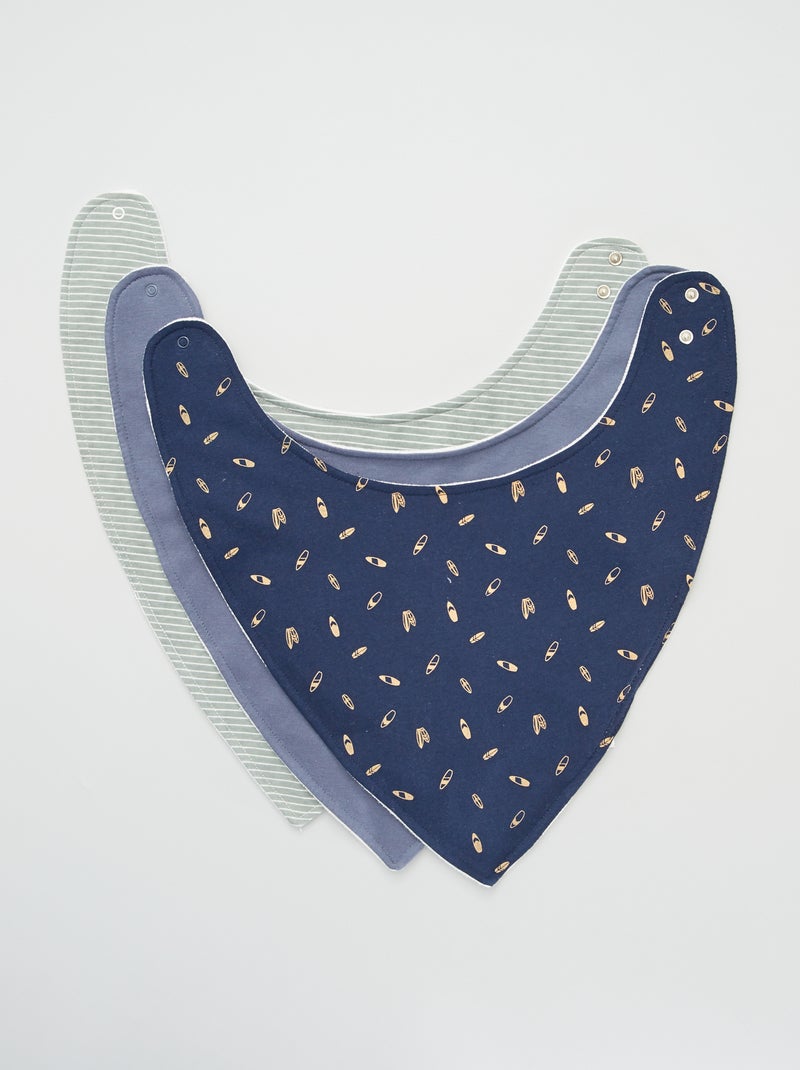 Setje van 3 driehoekige slabbetjes BLAUW - Kiabi