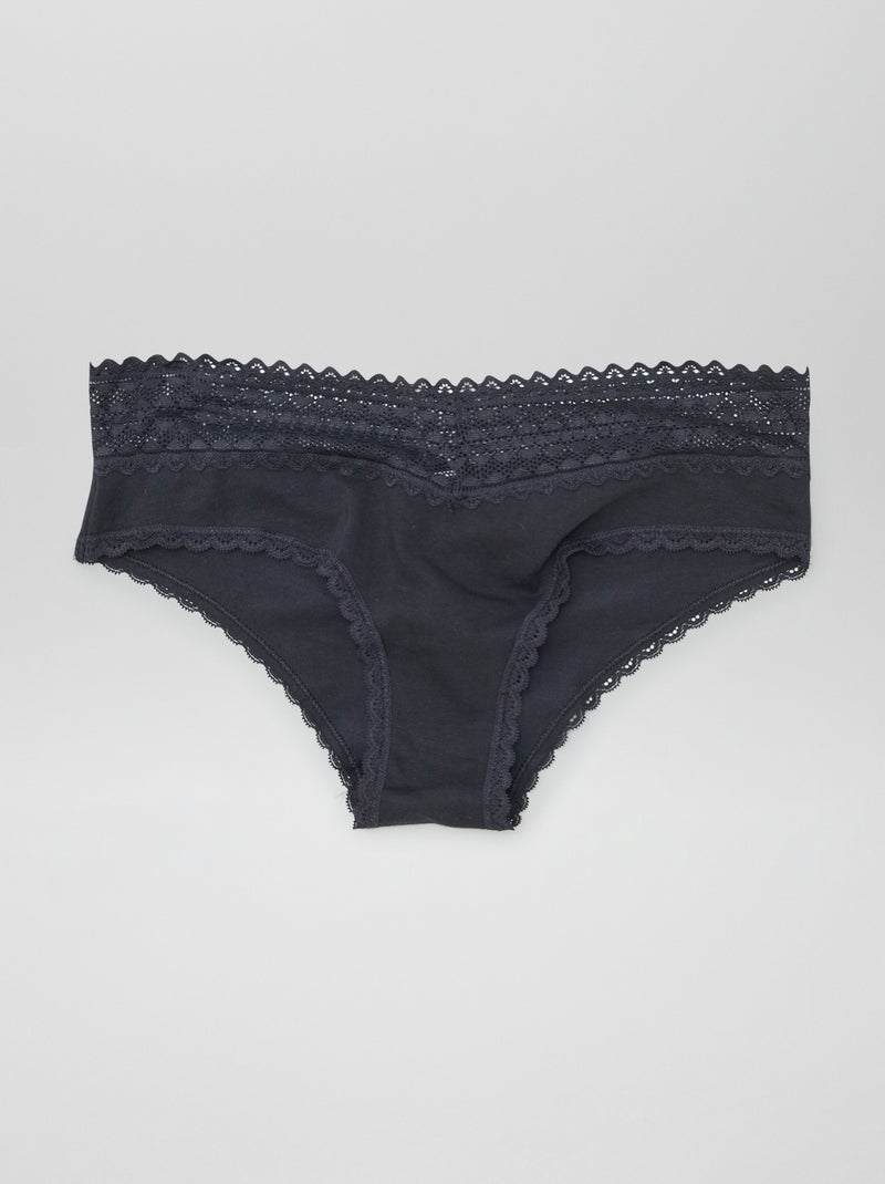 Setje van 3 hipsters met kant GRIJS - Kiabi