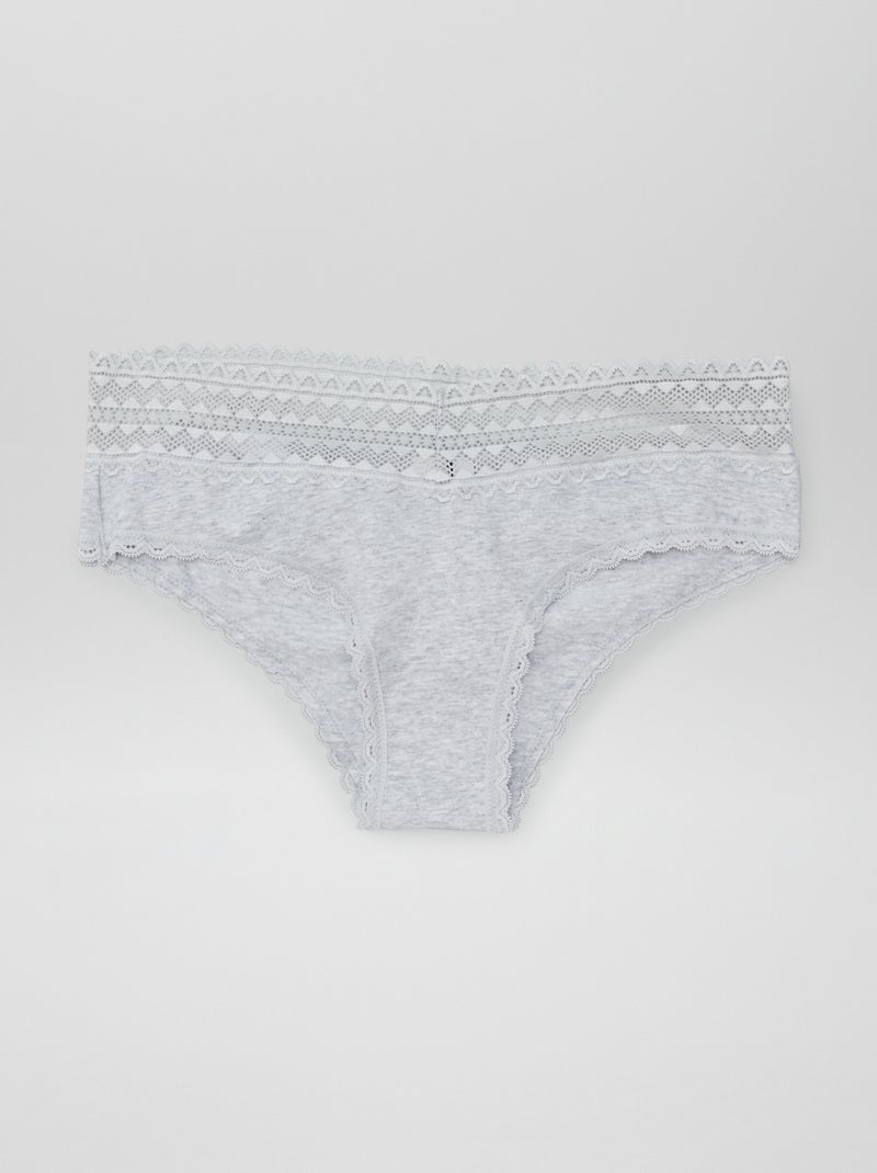 Setje van 3 hipsters met kant GRIJS - Kiabi