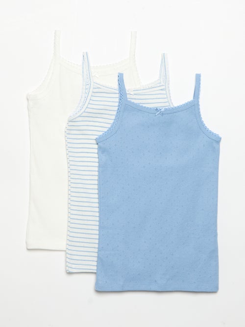 Setje van 3 singlets met fijn ajourmotiefje - Kiabi Setje van 3 singlets met fijn ajourmotiefje - Kiabi
