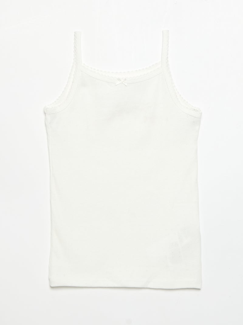 Setje van 3 singlets met fijn ajourmotiefje Blauw - Kiabi