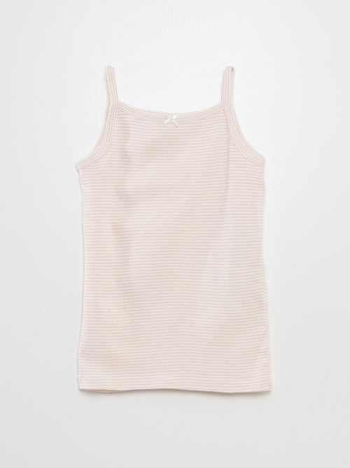 Setje van 3 singlets met fijn ajourmotiefje - Kiabi