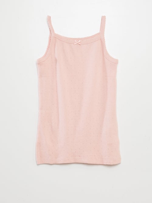 Setje van 3 singlets met fijn ajourmotiefje - Kiabi