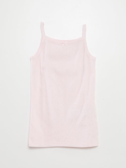 Setje van 3 singlets met fijn ajourmotiefje - Kiabi