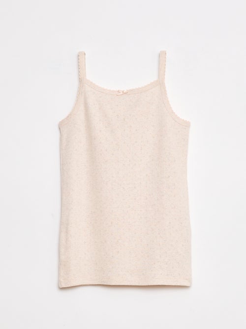 Setje van 3 singlets met fijn ajourmotiefje - Kiabi