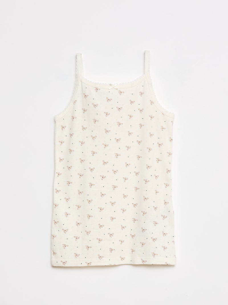 Setje van 3 singlets met fijn ajourmotiefje Wit - Kiabi