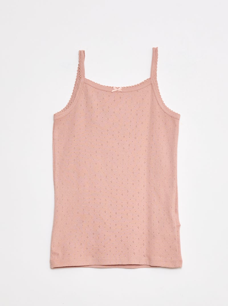 Setje van 3 singlets met fijn ajourmotiefje Wit - Kiabi