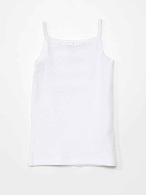 Setje van 3 singlets met fijn ajourmotiefje - Kiabi