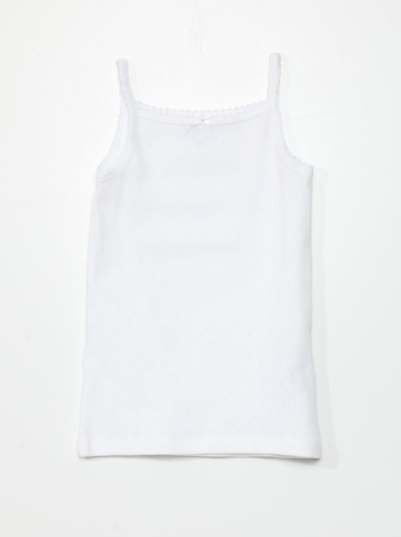 Setje van 3 singlets met fijn ajourmotiefje WIT - Kiabi